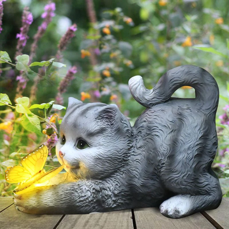 Cat & Butterfly Solar Light Garden Decor - Image 3