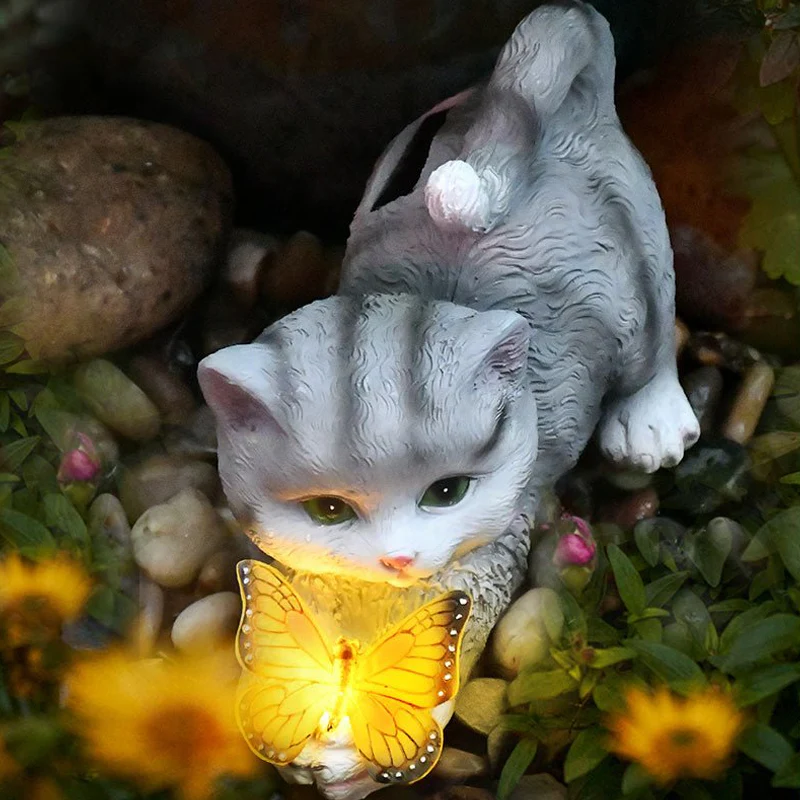 Cat & Butterfly Solar Light Garden Decor - Image 4