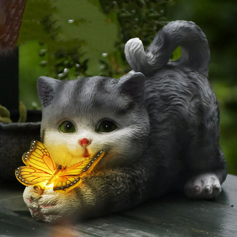 Cat & Butterfly Solar Light Garden Decor - Image 5