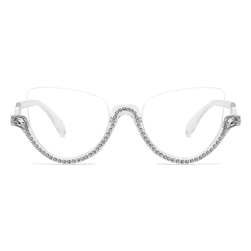 Cat-eye White-Diamond Eyeglasses for Women - Image 12