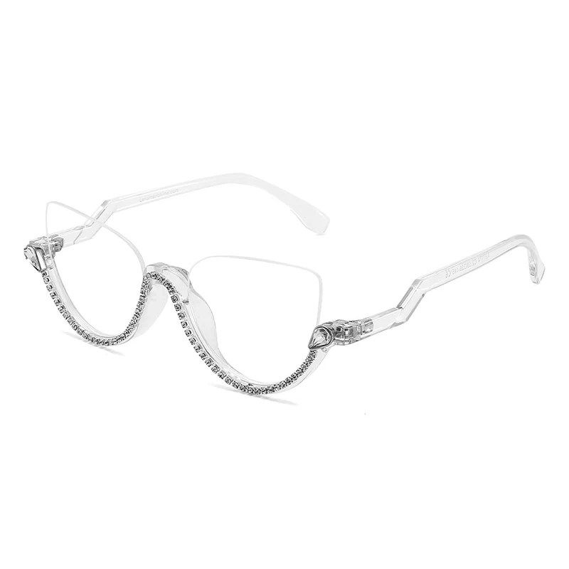 Cat-eye White-Diamond Eyeglasses for Women - Image 13