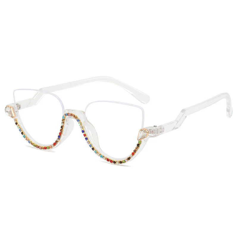 Cat-eye White-Diamond Eyeglasses for Women - Image 16