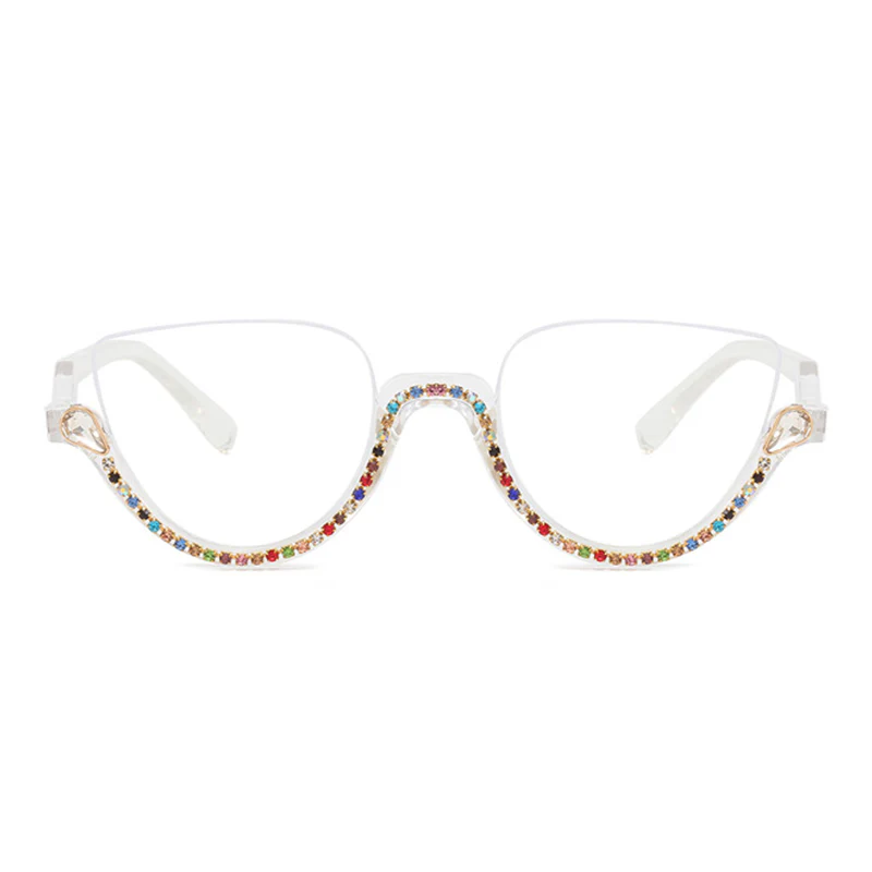 Cat-eye White-Diamond Eyeglasses for Women - Image 17