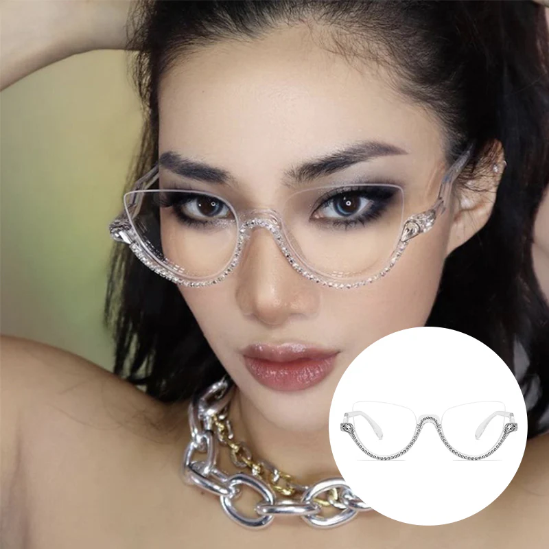 Cat-eye White-Diamond Eyeglasses for Women - Image 2