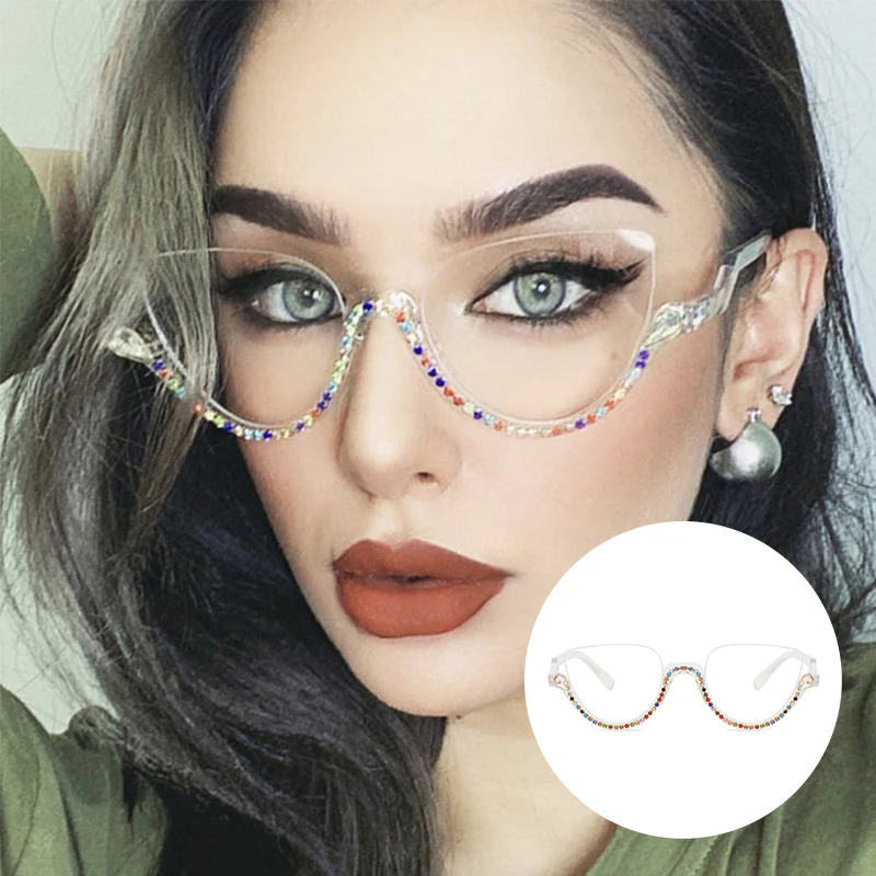 Cat-eye White-Diamond Eyeglasses for Women - Image 3