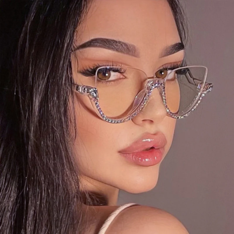 Cat-eye White-Diamond Eyeglasses for Women - Image 4