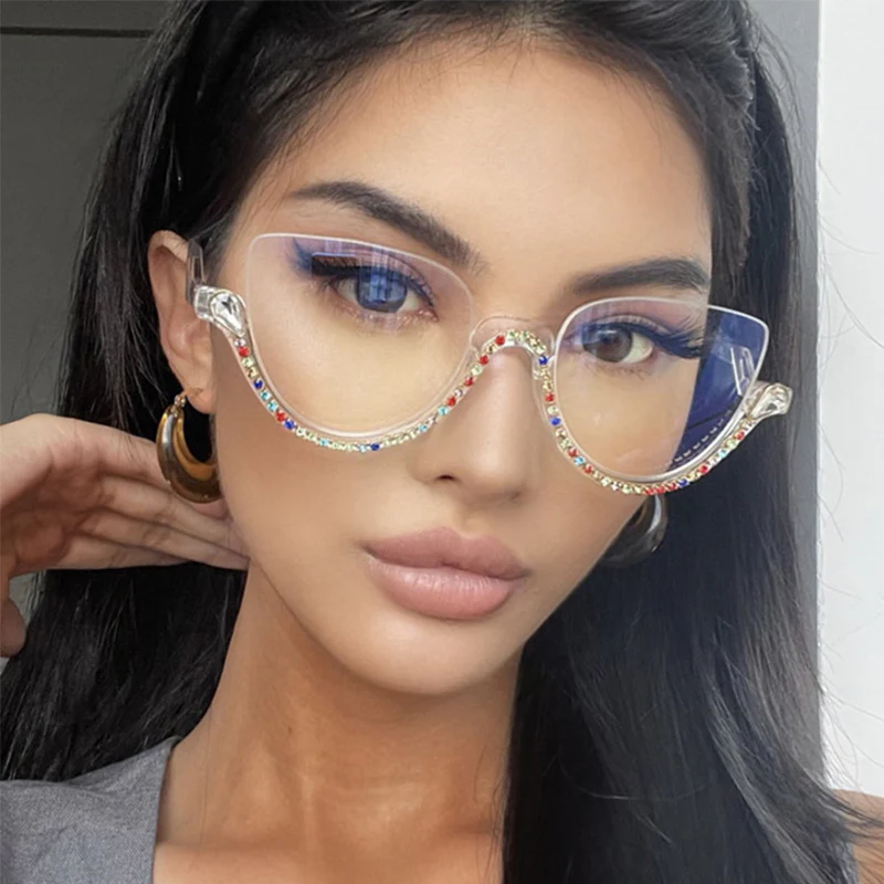 Cat-eye White-Diamond Eyeglasses for Women - Image 5