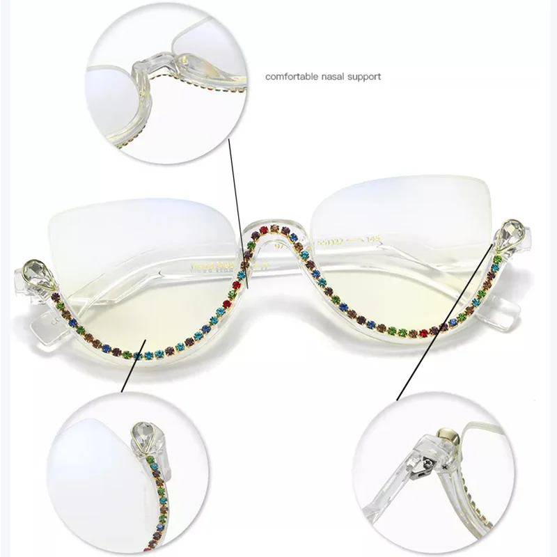 Cat-eye White-Diamond Eyeglasses for Women - Image 7