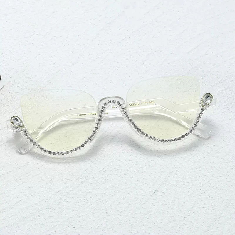 Cat-eye White-Diamond Eyeglasses for Women - Image 8