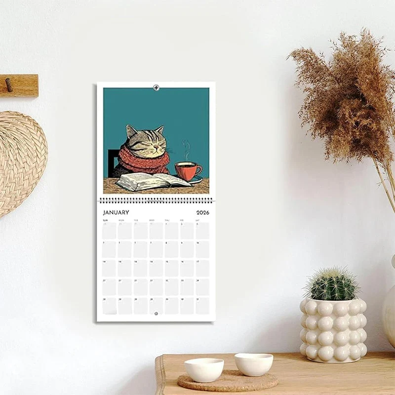 Cats Chillin' with Books 2026 Wall Calendar - Image 10