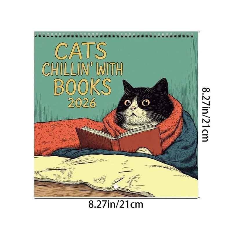 Cats Chillin' with Books 2026 Wall Calendar - Image 13