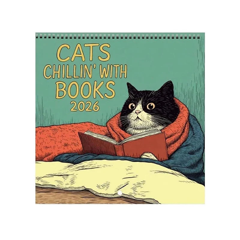 Cats Chillin' with Books 2026 Wall Calendar - Image 14