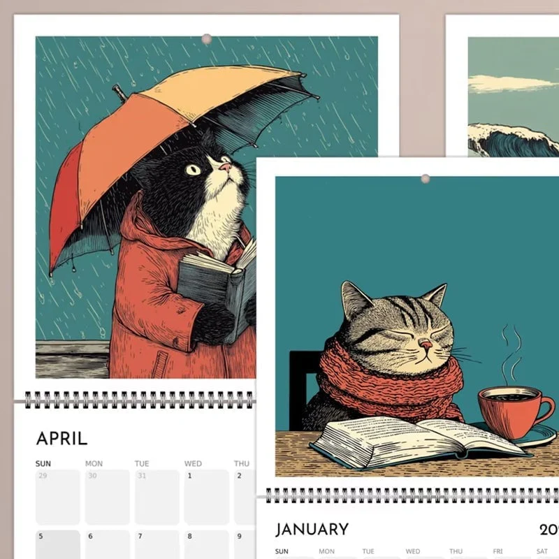 Cats Chillin' with Books 2026 Wall Calendar - Image 3