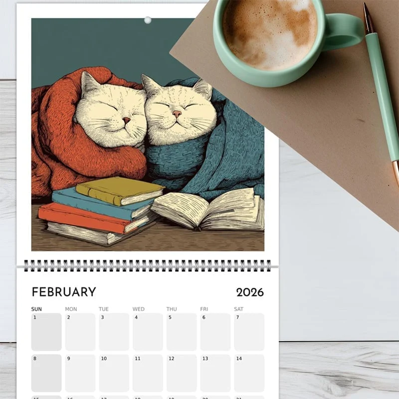 Cats Chillin' with Books 2026 Wall Calendar - Image 5