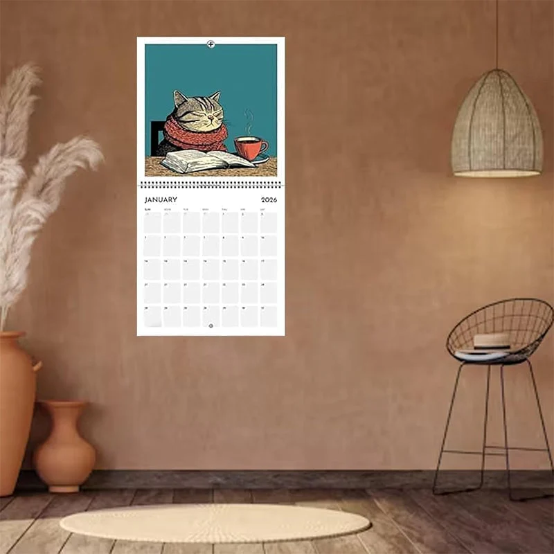 Cats Chillin' with Books 2026 Wall Calendar - Image 6