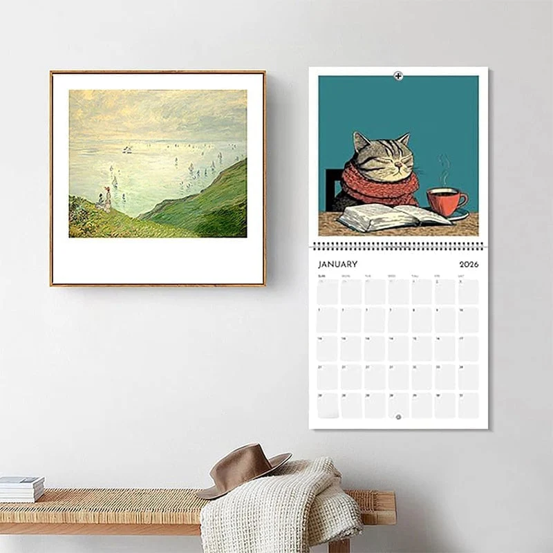 Cats Chillin' with Books 2026 Wall Calendar - Image 7