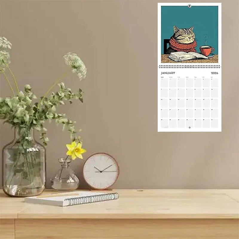 Cats Chillin' with Books 2026 Wall Calendar - Image 9
