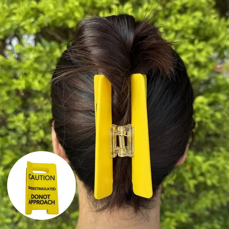 Caution Overstimulated Sign Hair Claw Clip - Image 9
