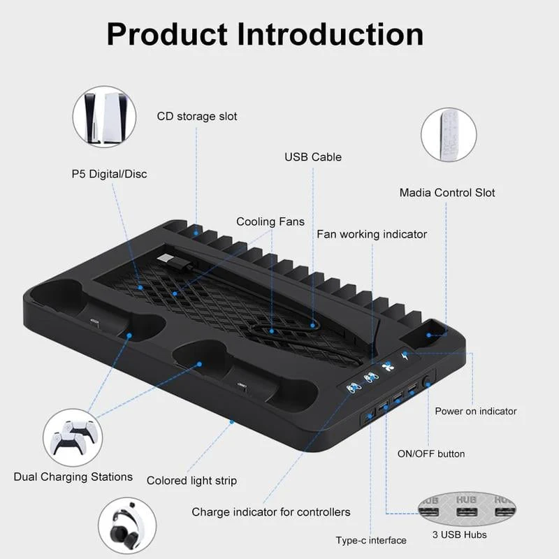Charging Base Cooling Bracket for Dual PS5 Controller - Image 7
