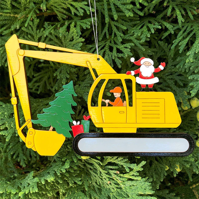 Christmas Excavator Construction Ornament - Image 2