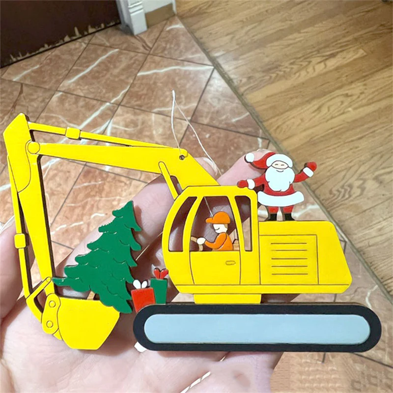 Christmas Excavator Construction Ornament - Image 3