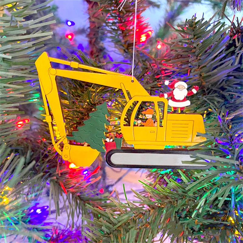 Christmas Excavator Construction Ornament - Image 4
