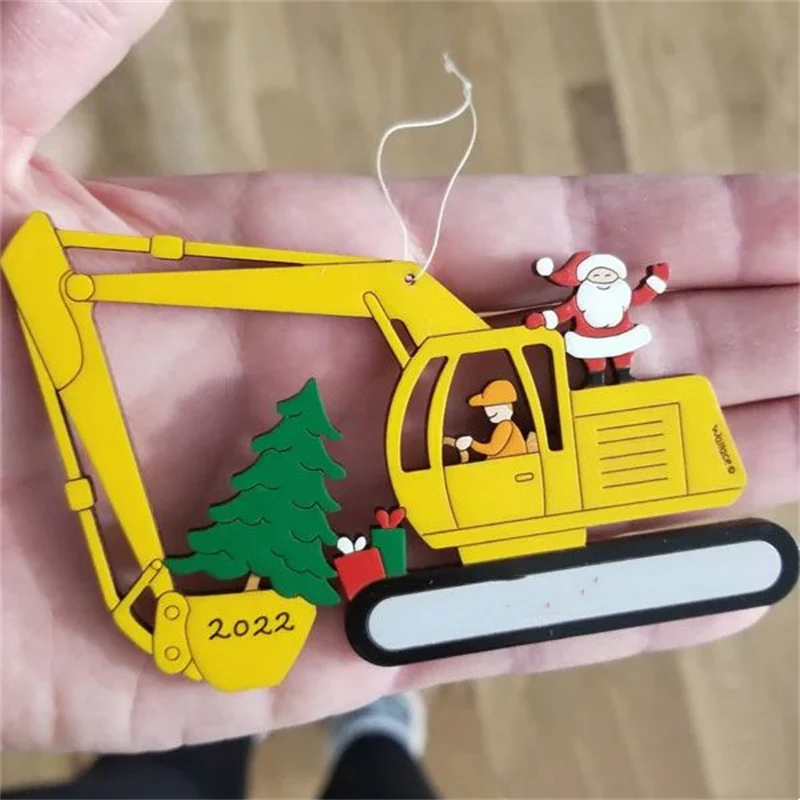 Christmas Excavator Construction Ornament - Image 5