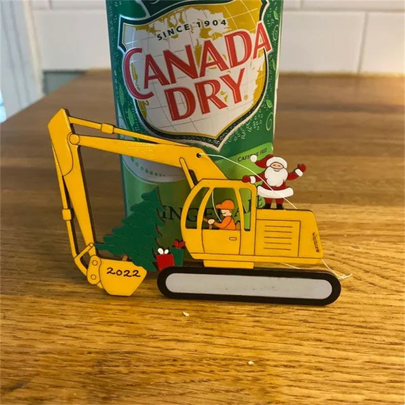 Christmas Excavator Construction Ornament - Image 6