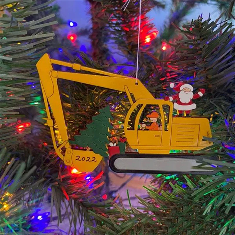 Christmas Excavator Construction Ornament - Image 7