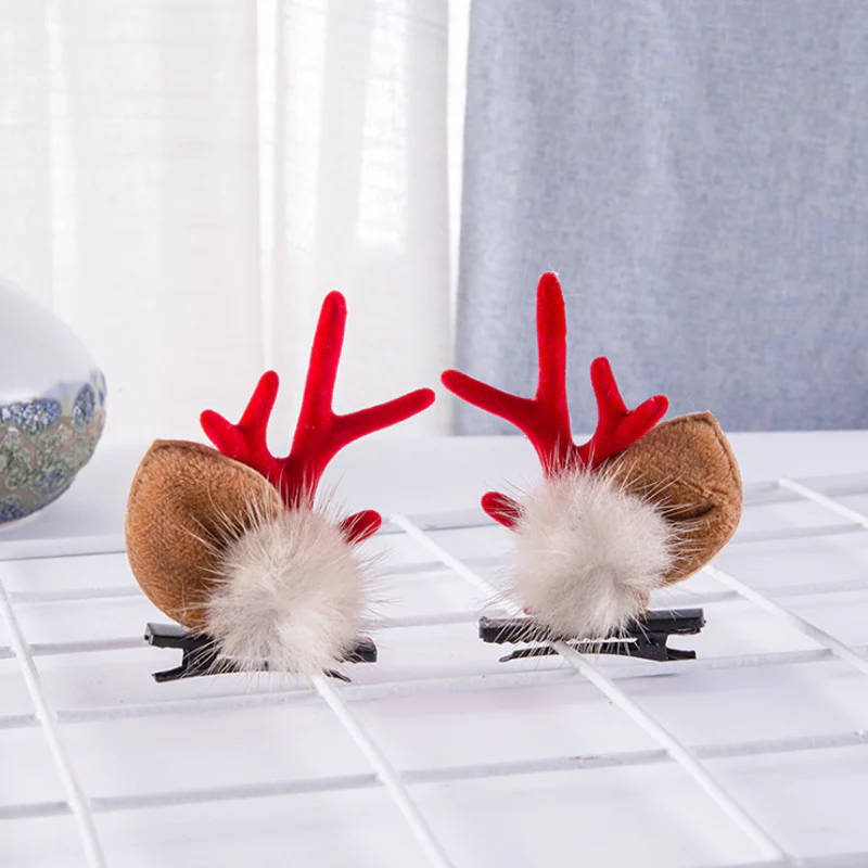 Christmas New Antler Plush Hairpins - Image 11