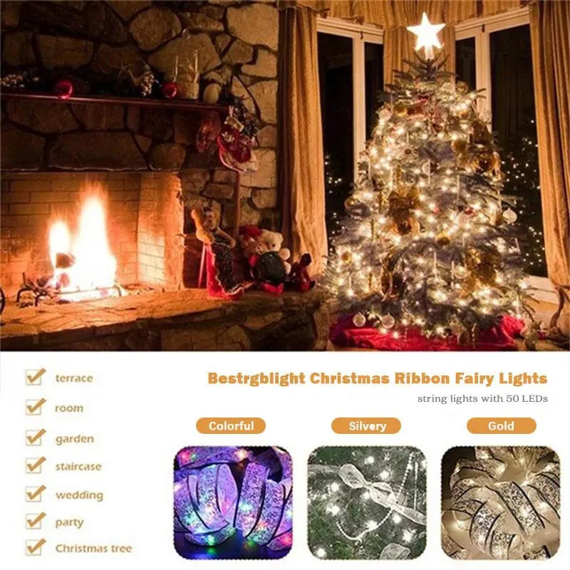 Christmas Ribbon Fairy Lights - Image 9
