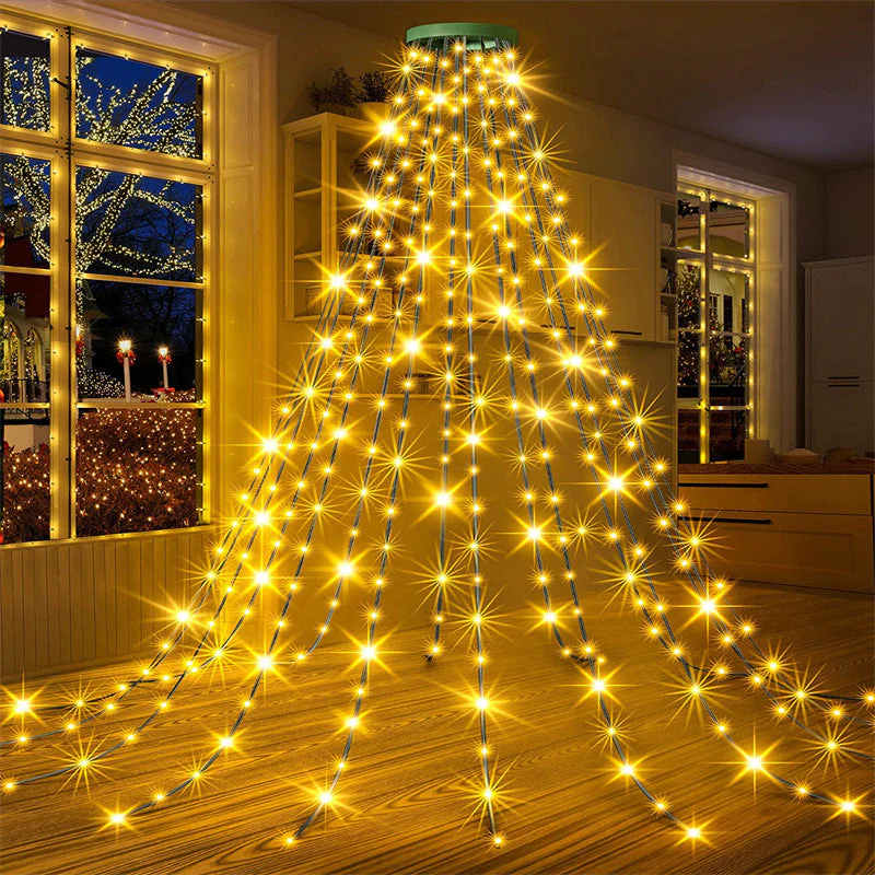 Christmas Tree Waterfall Lights with Ring - Image 12