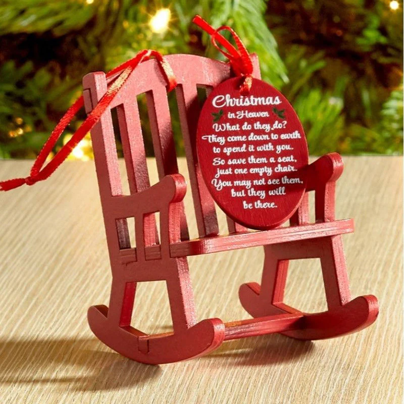 Christmas Wooden Craft Small Rocking Chair Ornament - Image 2