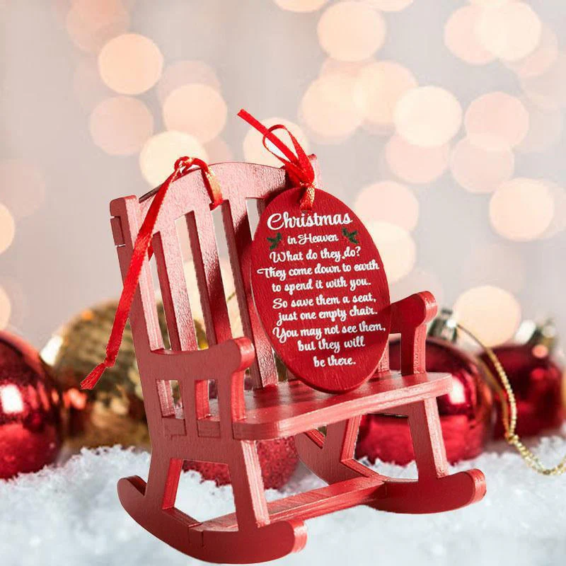 Christmas Wooden Craft Small Rocking Chair Ornament - Image 3