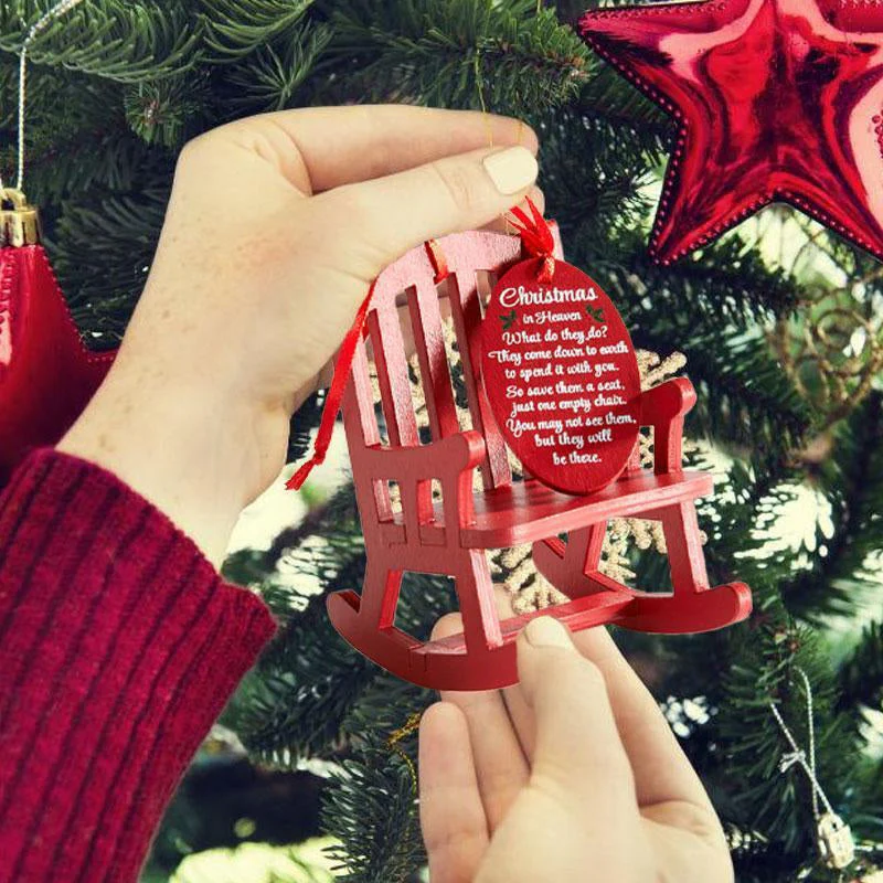 Christmas Wooden Craft Small Rocking Chair Ornament - Image 5