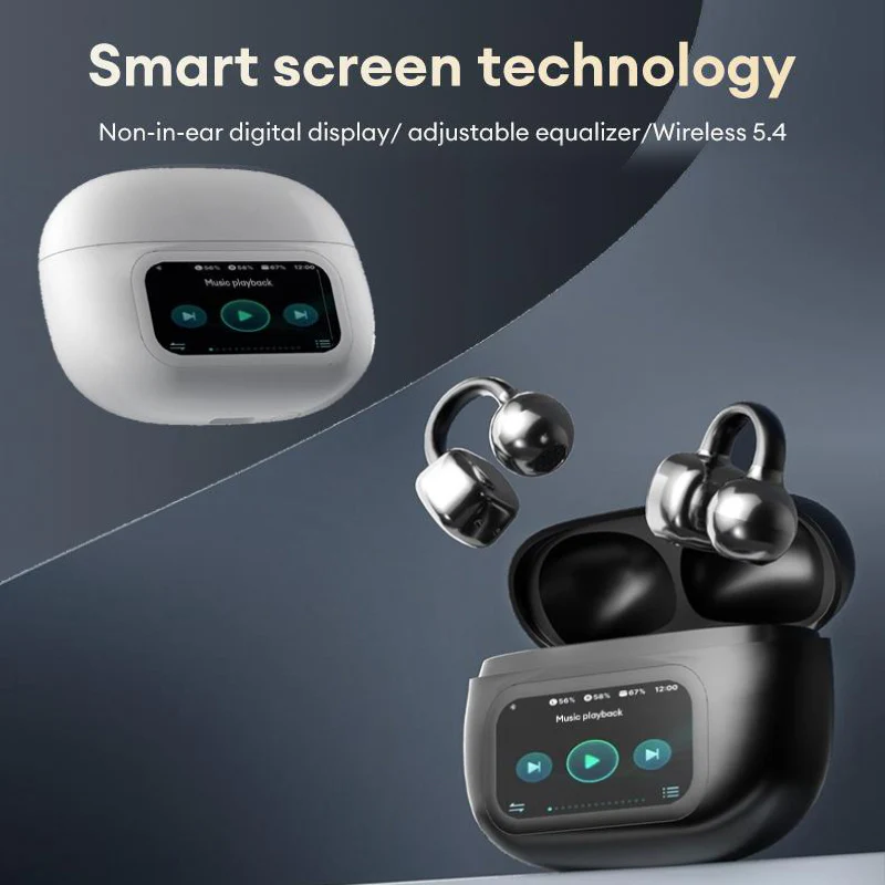 Clip-On Ear LCD Full Color Touchscreen Audio Wireless Headphones - Image 10