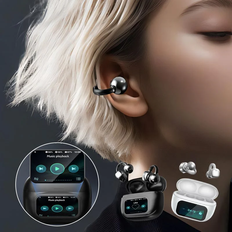 Clip-On Ear LCD Full Color Touchscreen Audio Wireless Headphones - Image 6