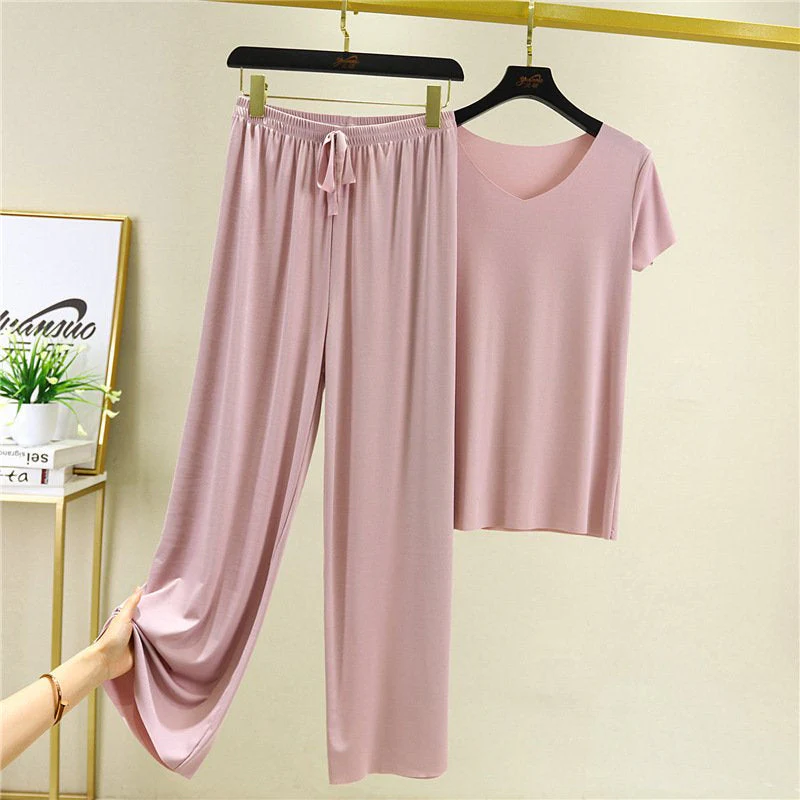 Comfortable Ice Silk Short-sleeved T-shirt Two-piece set - Image 2