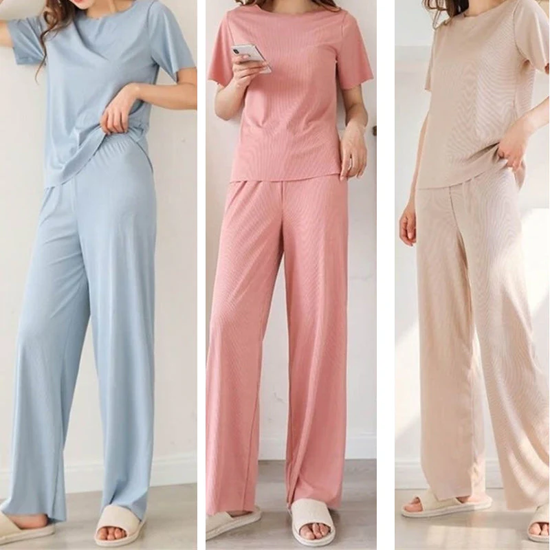 Comfortable Ice Silk Short-sleeved T-shirt Two-piece set - Image 4