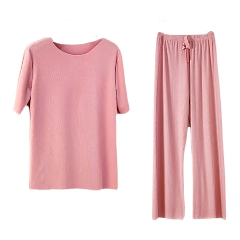 Comfortable Ice Silk Short-sleeved T-shirt Two-piece set - Image 5