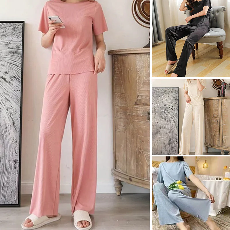 Comfortable Ice Silk Short-sleeved T-shirt Two-piece set - Image 6