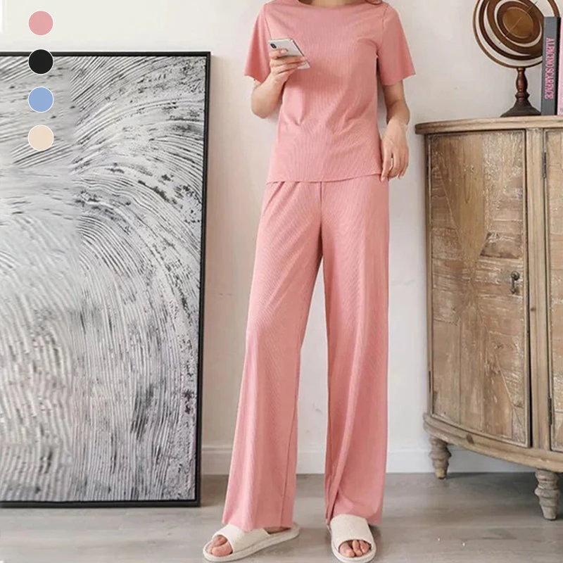 Comfortable Ice Silk Short-sleeved T-shirt Two-piece set - Image 7