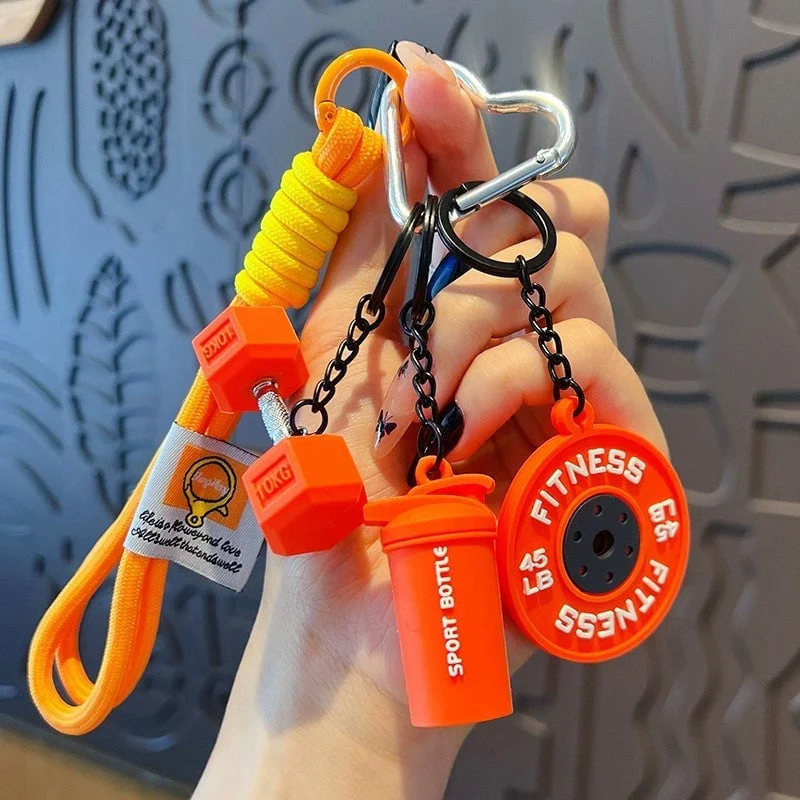 Creative Mini Gym Barbell Plate Keychain - Image 12