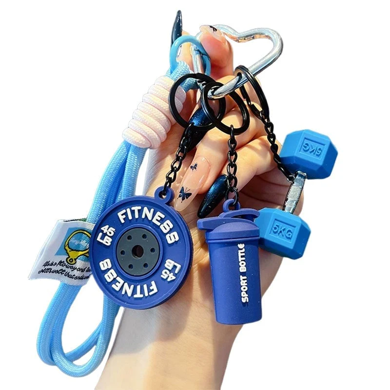 Creative Mini Gym Barbell Plate Keychain - Image 21