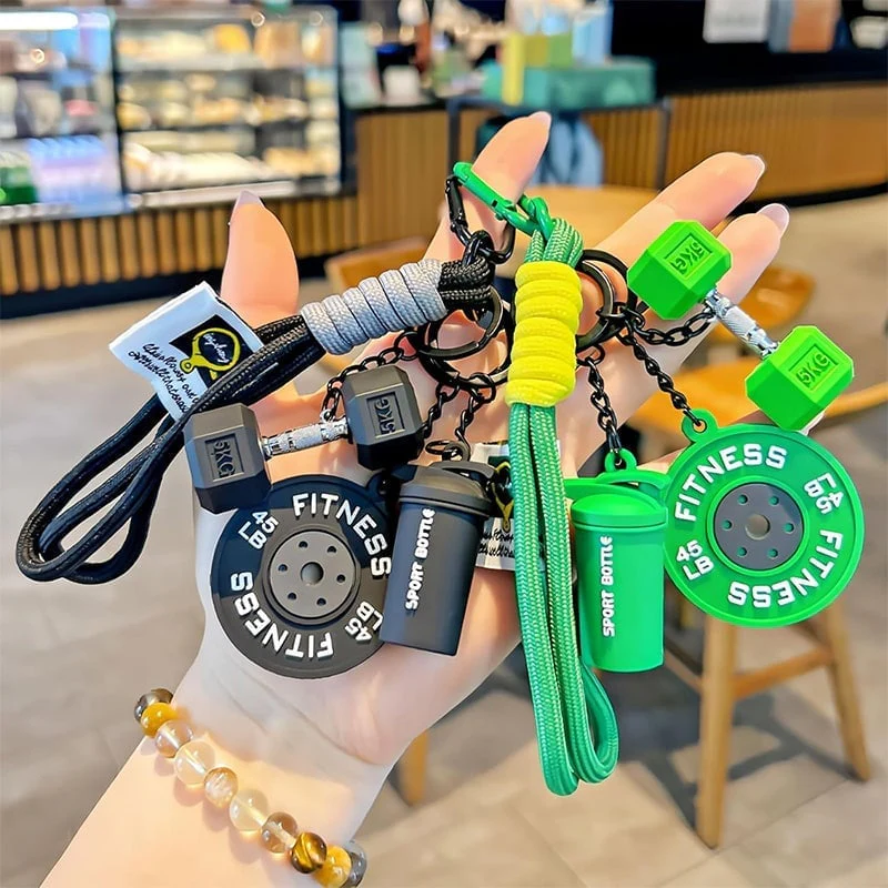Creative Mini Gym Barbell Plate Keychain - Image 5