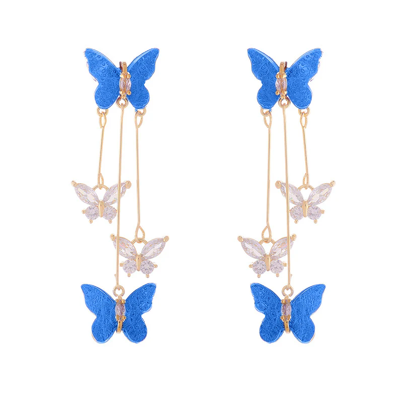 Crystal Butterfly Tassel Earrings - Image 11