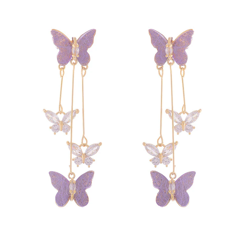 Crystal Butterfly Tassel Earrings - Image 12