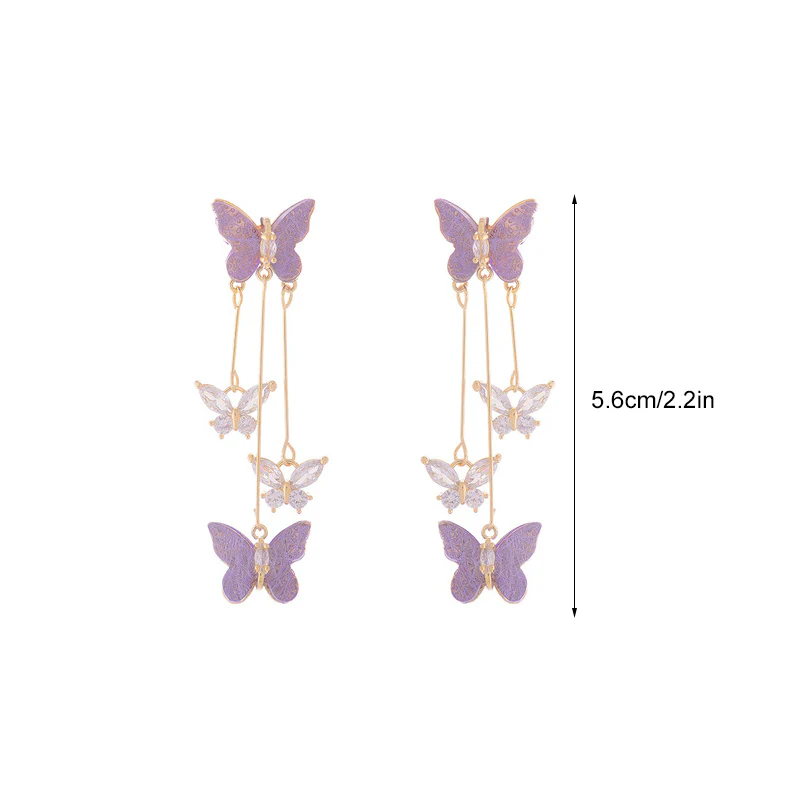 Crystal Butterfly Tassel Earrings - Image 13