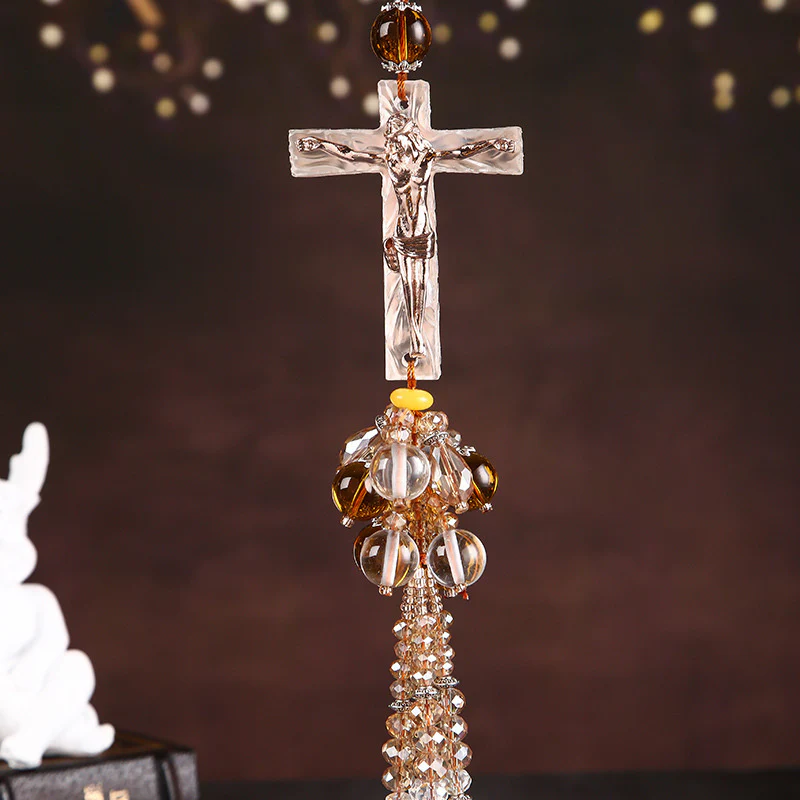 Crystal Cross Car Pendant - Image 2