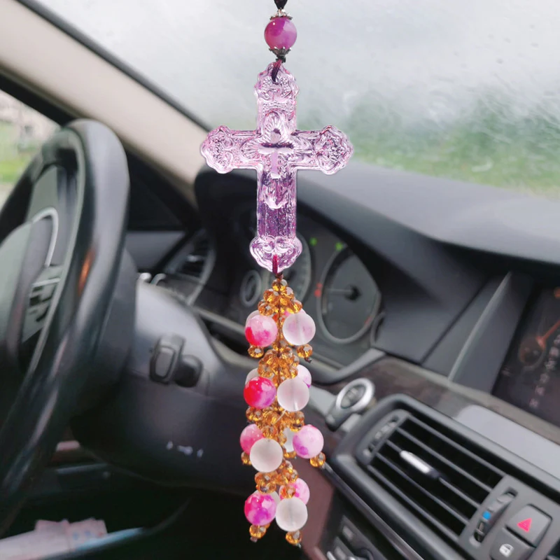 Crystal Cross Car Pendant - Image 3